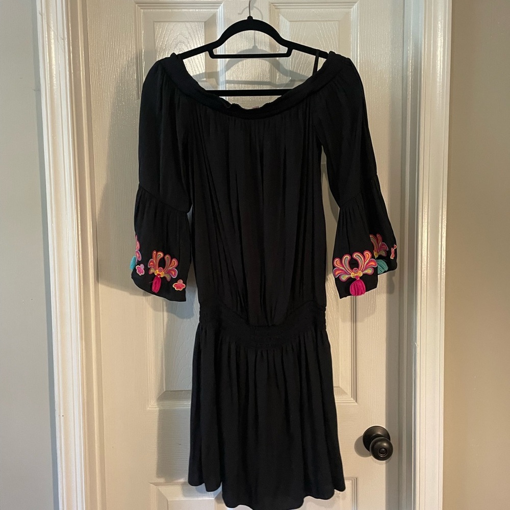Lilly Pulitzer Black Bell Sleeve Dress Size Large